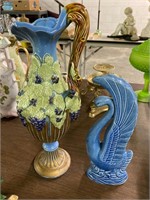 2 blue ceramic pieces