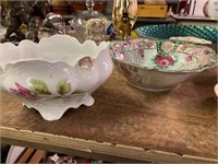 2 vintage rose bowls