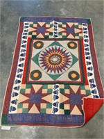Red/blue bordered lap quilt