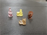 (3) Red Rose Tea Figurines with Cat Pin.