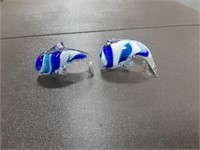 (2 )Glass Dolphin Paper Weights