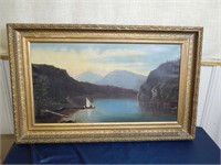 Large Antique Oil Painting by M. Hunt