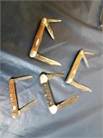4 OLD Pocket Knives Boker, Henckels, Keen Kutter
