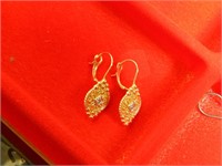 Pair of Gold Earrings marked 14K on Lever back