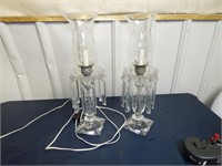 Pair of Cut Glass Lustres electrified w/prisms