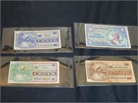 c 1968 Vietnam MPC Series 661 5c, 10c 25c $1 notes