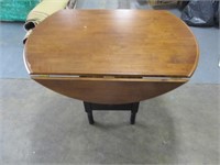 Wooden Drop-Leaf Table and Drawer