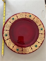 Vintage Red Glass Plate