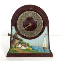Dutch Windmill Scene Mantle Clock
