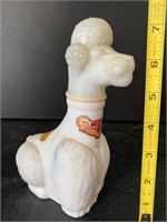 White Opalescent Glass Poodle Wine Bottle Decanter