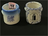 Lot of 2 Sm. Comm. Stoneware Crock Toothpicks