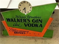 Lg. Plywood Type Adv. Clock Sign-Hiram Walkers