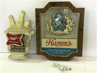 Lot of 2 Lighted Beer Signs-Hamms Beer