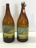 Lot of 2 Lg. Adv. Pilsner Style Beer Bottles