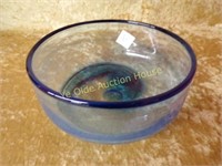 Blue Swirl Art Glass Bowl