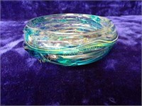 Signed Blue and Yellow Art Glass Bowl