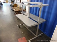 Metal Garment / Shelf Rolling Cart, Adjustable