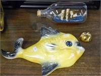 Ceramic Wall Pocket fish, Bubble + Ship in Bottle