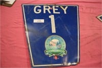 grey 1 metal sign (grey county )