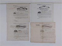 4pc Early 1800's Military Appointment Certificates