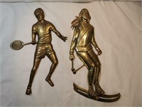 Brass Wall Hangings - Tennis/Skiing Figures