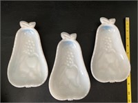 White Opalescent Pear Dishes