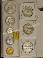 LOT OF 3 HALF DOLLARS AND A PROOF SET