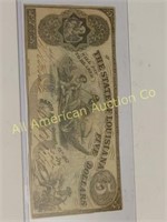 1862 LOUISIANA CONFERDERATE $5 BILL