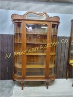 ANTIQUE CURVED GLASS CHINA CABINET