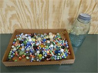 AATLAS MASON JAR FILLED WITH OVER 250 MARBLES