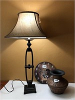 Table Lamp, Vase, Clock