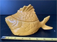 Yellow Fish Pottery Covered Dish