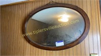 Oval oak frame mirror