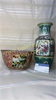 Oriental vase and bowl