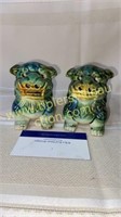 Pair of old foo dogs lots of crazing