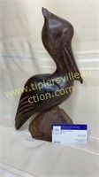 Heavy pelican wood carving statue