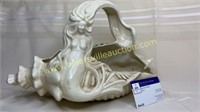 Vintage ceramic mermaid conch basket