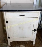 Vintage enamel top kitchen cabinet