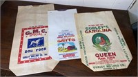 Dog food, grits and flour bags