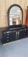 BLACK LACQUERED DRESSER WITH MIRROR