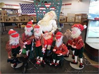 Vintage Animatronic Sleeping Santa and 6 Elves