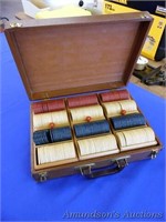 Vintage Poker Chips w/Case and Cards