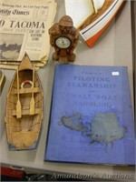 Desktop Row Boat, Book and Fisherman Thermometer
