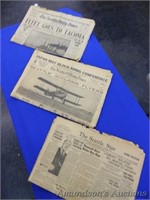 Set of 3 Antique Wartime Newspapers
