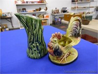 Ceramic Hulls Rooster Planter & "For You" Tree Vas