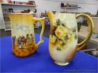 2 Painted Water Pitchers