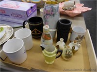 Small Flat of Various Cups, Vases, Etc