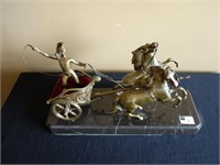 HORSE AND CHARIOT ON MARBLE BASE