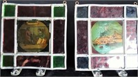 PAIR OF SMALL  STAINED GLASS PANELS