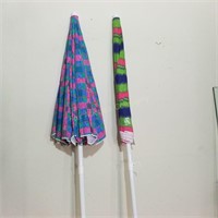 (2) Patio & Beach Umbrellas 7 ft H & 6 ft Dia.